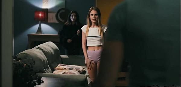  WOW! Can a scene possibly be much hotter than this! Stalker Jane Wilde makes two scared friends Nathan Bronson and Natalie Knight to fuck!